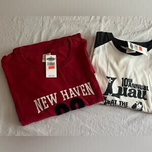 NWT Vintage 2003 Old Navy Shirts 2pc Red New Haven White 10th Annual Luau XL